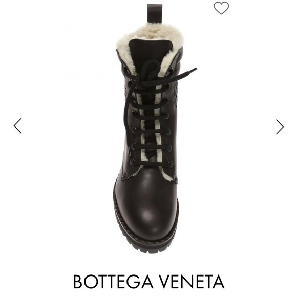 BOTTEGA VENETA Intrecciato Weave Calf Leather Lamb Fur Lined Combat Boots-Sz 8 - Picture 4 of 15